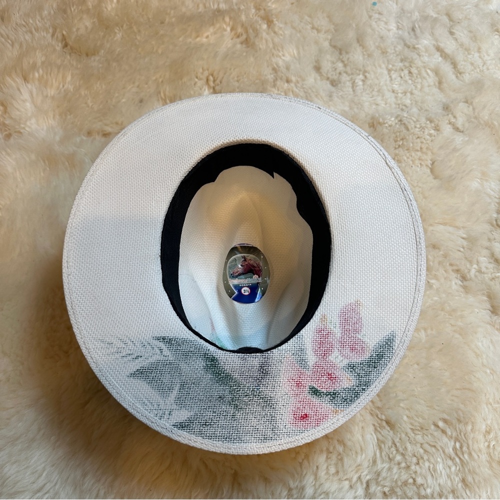 White Tropical Print Women's Hat - Panama - Picture 4 of 8